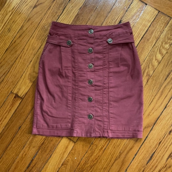 Anthropologie Amadi Red Buttoned Utility Skirt - Picture 4 of 6